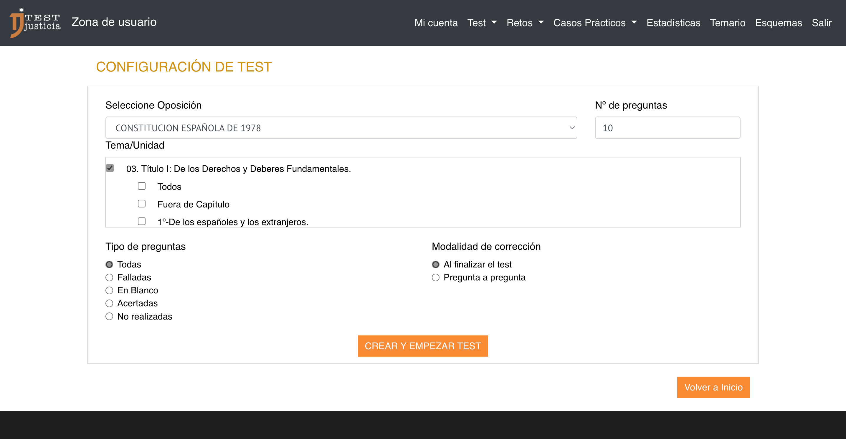 CONFIGURACIÓN DE TEST ONLINE PARA AUXILIO JUDICIAL